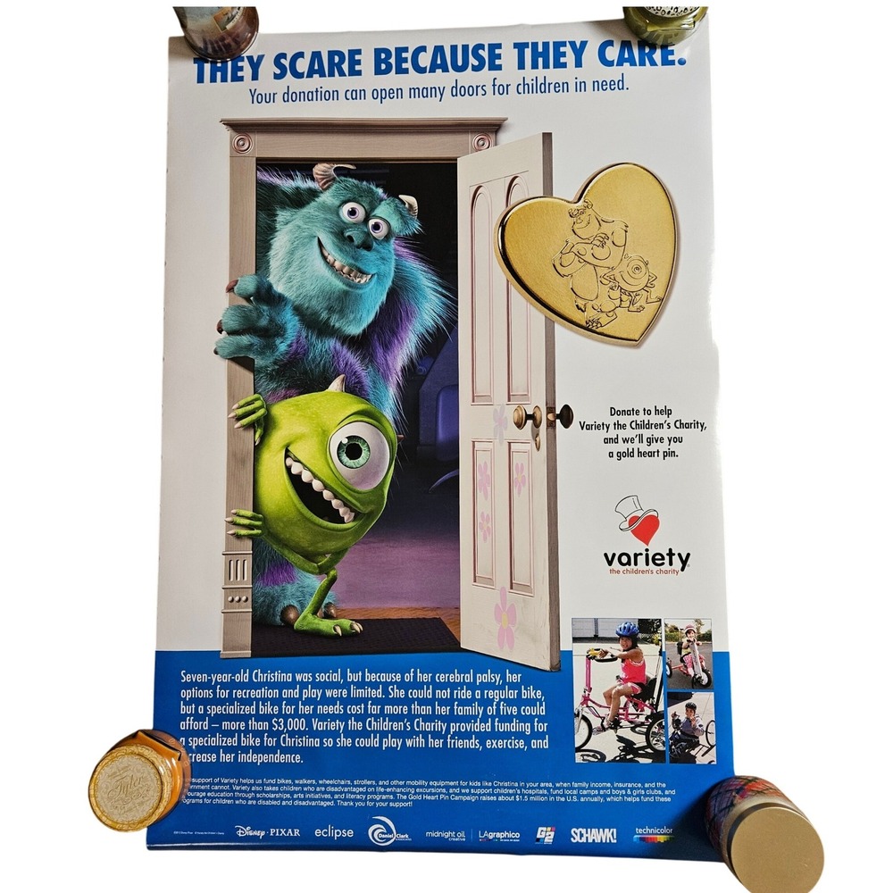 Monsters Inc 2012 Original Variety Children's Charity Movie Poster 27x40 D/S